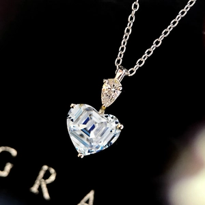 Elegant heart-shaped yellow zircon pendant necklace with refined silver cross chain