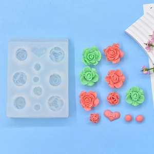 Multi-cavity rose and heart silicone mold for DIY soap, candles, and cake baking crafts