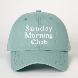 Casquette de baseball Sunday Morning Club vert menthe en sergé de coton vintage brodé