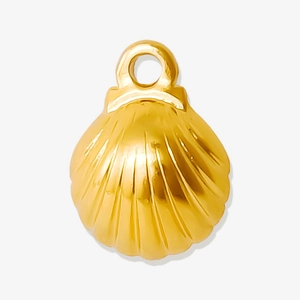 Polished golden 304 stainless steel shell pendant necklace with top hanging ring