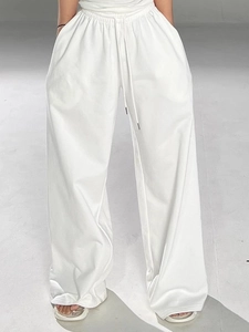 Women Wide Leg Sweatpants Viscose Polyester Blend Drawstring High Waist Loose Straight Leg Casual Sporty Lounge Pants