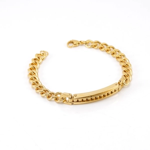 Cuban Chain Bracelet Stainless Steel Curved ID Plate Electroplated Minimalist Hip Hop Jewelry For Men Women