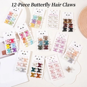 Butterfly Mini Hair Claw Clips Colorful Plastic Resin Glitter Matte Sweet Hair Accessories Women Girls