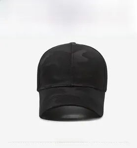 Detailed view of black camo baseball cap with Classic 3D embroidery on the side panel