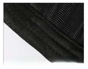 Detail of the thickened sweatband with premium stitching inside the black cotton baseball cap