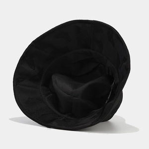 Cappello da pescatore nero da donna con pizzo a farfalla per protezione solare chic