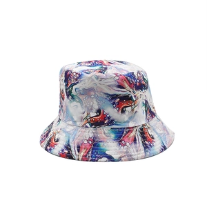 Reversible bucket hat with vibrant 3D marble print and artistic fluid pattern design