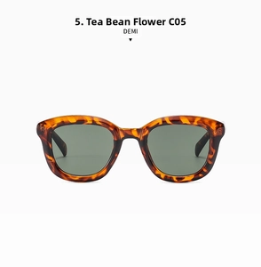 Front view of retro round tortoise frame sunglasses with dark green resin lenses