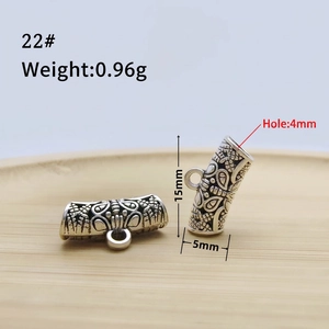 Vintage silver hollow tube bead connector for DIY jewelry with 4mm hole and 0.96g weight