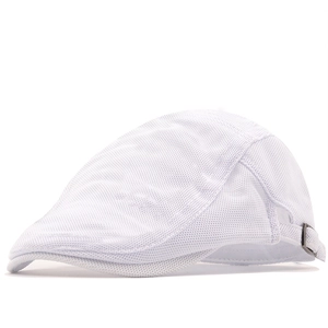 White breathable mesh baseball cap for summer outdoor sun protection with adjustable buckle