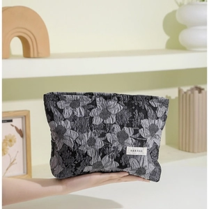 Trousse à maquillage jacquard de style français élégant pour produits cosmétiques