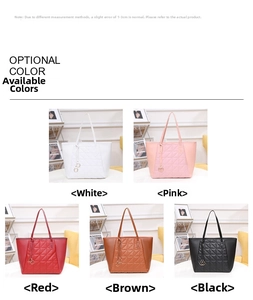 Collage of quilted tote bags available in white, pink, red, brown and black colors