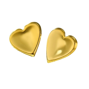 Minimalist gold heart stud earrings in polished stainless steel for a sleek aesthetic