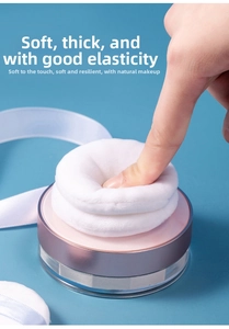 Detail of thick plush makeup puff showing high elasticity and soft flocked texture