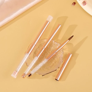 Professional 3pcs rose gold crystal nail art brush set for painting and carving manicures