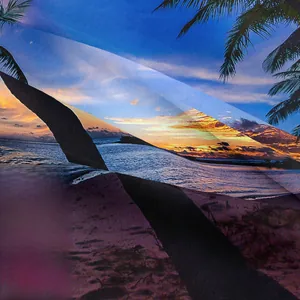 Détail de la tapisserie murale en polyester avec impression HD de coucher de soleil et mer