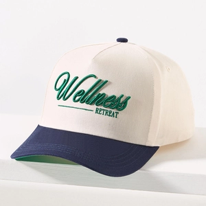 Baseball Cap Wellness Retreat Embroidery Two Tone Color Block Polyester Adjustable Sun Hat Outdoor Casual Retro Style