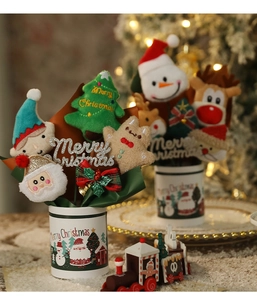 Plush Christmas dolls set including Santa and Snowman in a cozy festive holiday setting