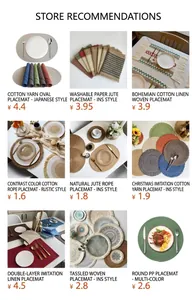 Collage van diverse Scandinavische placemats van katoengaren en jute materialen