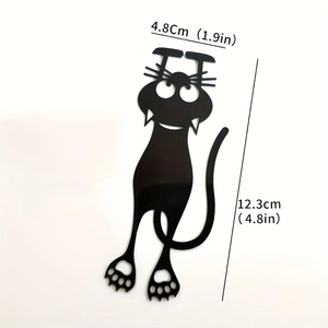 Creative black hollow kitten acrylic bookmark with cat silhouette and size dimensions