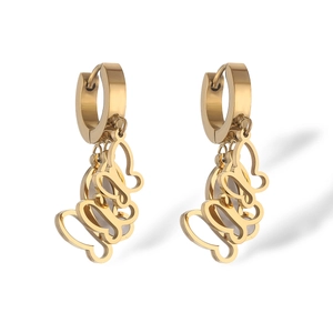 Elegant gold-plated titanium steel butterfly drop earrings with cutout charms for women
