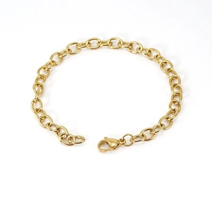 Classic 18K gold plated stainless steel Rolo chain bracelet with secure lobster clasp