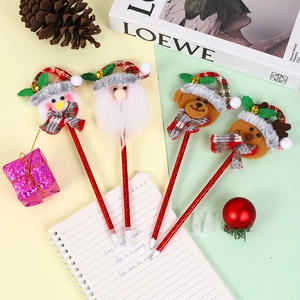 Set de stylos bille de Noël avec figurines 3D Père Noël et Bonhomme de neige et corps laser