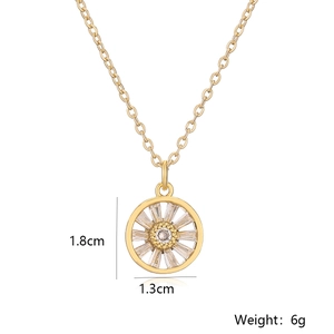 Detail of 18K gold-plated evil eye pendant necklace with cubic zirconia, 1.8cm height