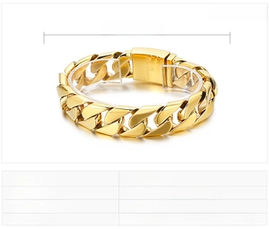 Détails du bracelet gourmette doré 18mm en acier inoxydable 316L avec spécifications