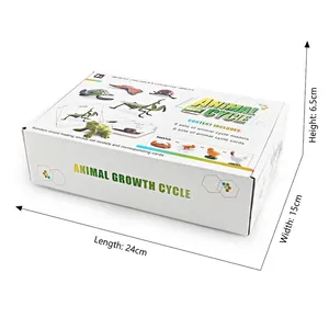 Educational animal growth cycle model set with 6 species and cognitive learning cards