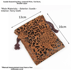 Sacchetto in velluto leopardato 13x16cm con coulisse e morbida fodera interna per gioielli