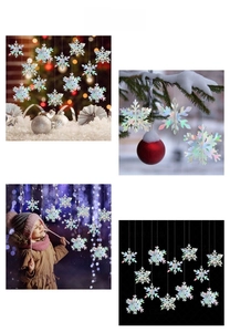3D holographic laser snowflake ornaments for Christmas and winter party scene decoration