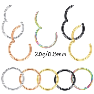 Hinged Segment Ring 316L Stainless Steel Seamless Nose Hoop Clicker Septum Piercing Ear Cartilage Helix Lip Jewelry