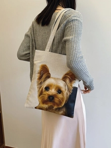 Canvas Tote Bag Large Capacity Shoulder Handbag Artistic Skull Animal Print Reusable Shopping Bag For Casual Daily Use
