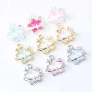Colorful alloy star pendants with rhinestones for DIY bracelets and jewelry making