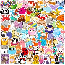 Close-up of VSCO style 4cm stickers featuring colorful panda and sloth animal designs