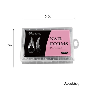 140pcs clear nail extension forms with scale marks in a plastic box for poly gel