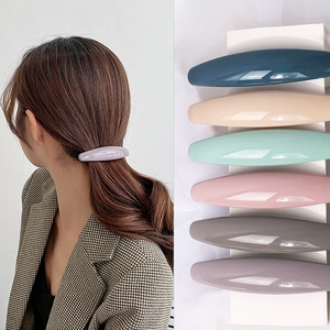 Large Korean Style Resin Spring Hair Clip Barrette Simple Solid Color Matte Glossy Finish Elegant Hairpin For Women