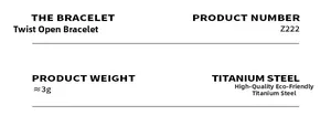 Technical specifications of the 3g twisted titanium steel open bangle model Z222
