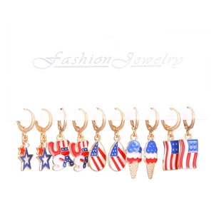 Patriotisches US-Flaggen Ohrring-Set mit Sternen und Streifen zum Unabhängigkeitstag