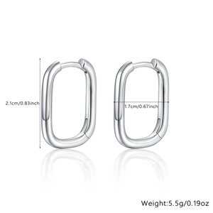 Detailed dimensions showing 2.1cm height and 1.7cm width for minimalist silver earrings