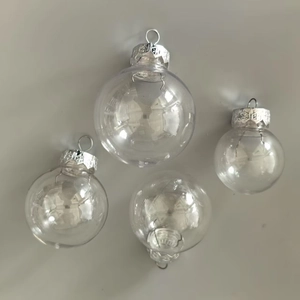 6cm clear plastic decorative bulbs with silver embossed caps for DIY holiday ornaments
