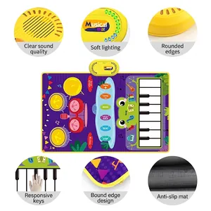 Kids musical mat with jazz drum and piano keys featuring waterproof material for early learning