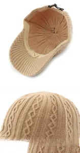 Vue détaillée de l'intérieur de la casquette en maille kaki et texture torsadée