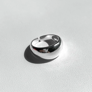 Minimalist 925 sterling silver chunky domed ring with high-polish adjustable opening
