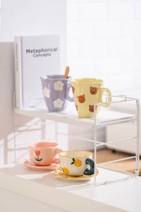 Double-layer white wire storage rack for organized desktop and countertop storage