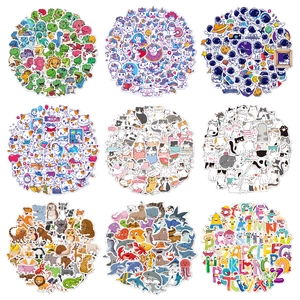 50pcs waterproof cartoon stickers for kids featuring dinosaurs unicorns and astronauts