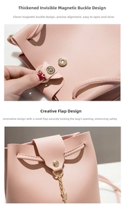 Detail van roze schelpvormige tas met onzichtbare magneetsluiting en nappa leerstructuur
