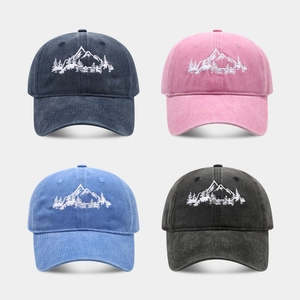 Baseball Cap Washed Cotton Mountain Forest Embroidery Distressed Outdoor Sunshade Sports Adjustable Unisex