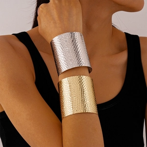Chic hammered metal cuff bracelets in gold and silver finish for a minimalist statement look